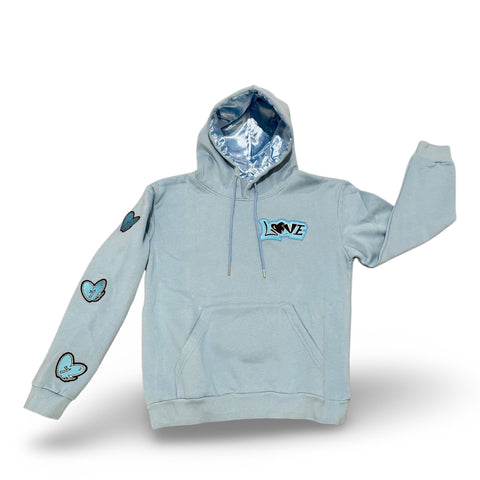 Sky Blue Love Conquers Hoodies