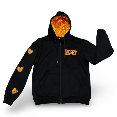 Orange Love Conquer Zip-Up Hoodie