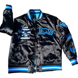 Love Conquers "Carolina Blue" Satin Bomber Jacket