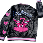 Love Conquers "Pink" Satin Bomber Jackets